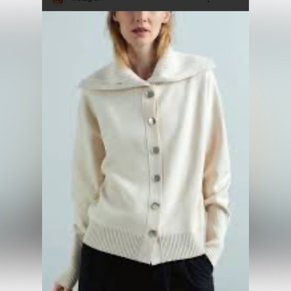 Zara Cream Button-Up Women's Cardigan - Picture 2 of 8